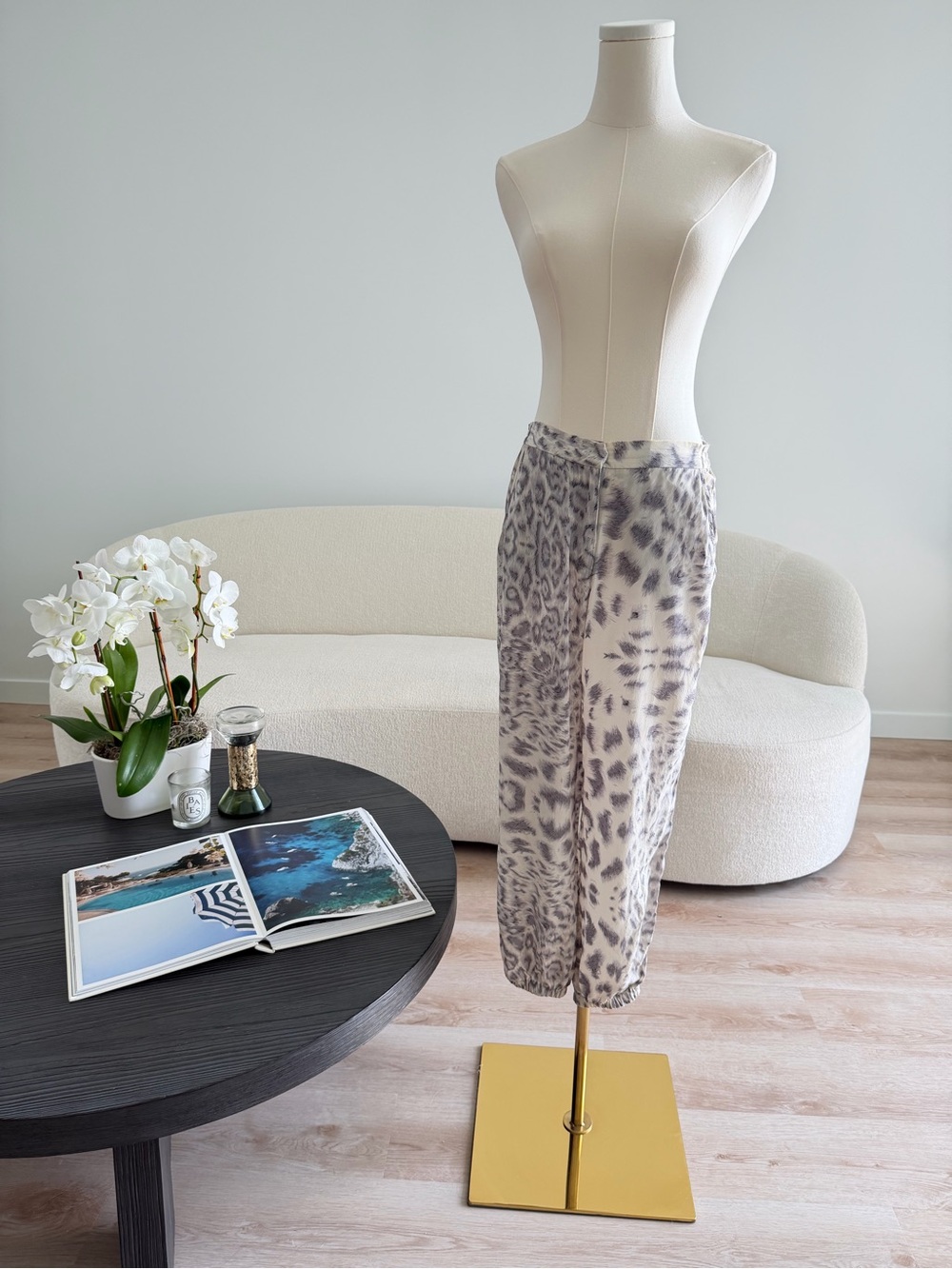 Zimmermann Silk Animal Print Jogger Pants Size 1 AU High Waist Drawstring